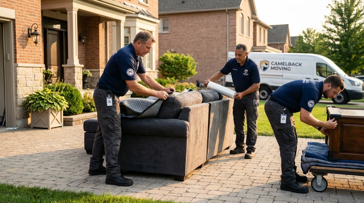 Large estate moving crew wrapping furniture in Johnston, SC